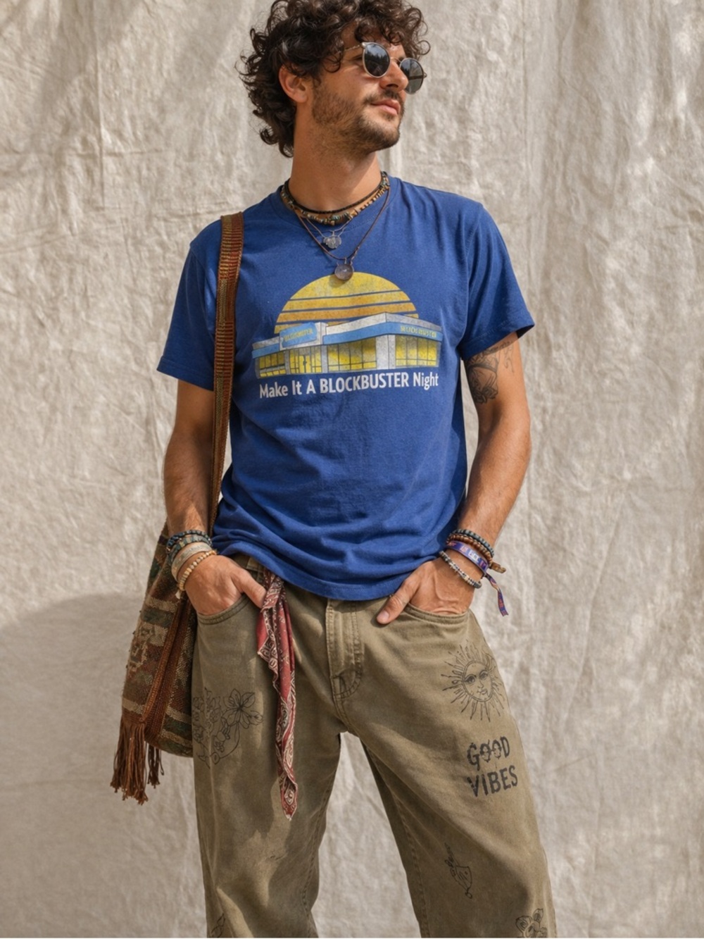 Blockbuster Graphic Tee Retro Movie Night Vintage Style Festival Gym Cover